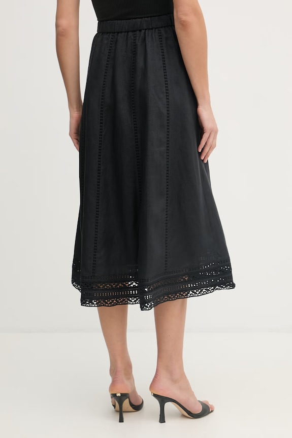 Ρούχα Weekend Max Mara φούστα λινό GERGO 2615101012600 μαύρο