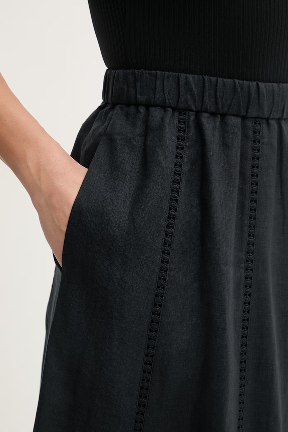 Weekend Max Mara φούστα λινό GERGO μαύρο 2615101012600