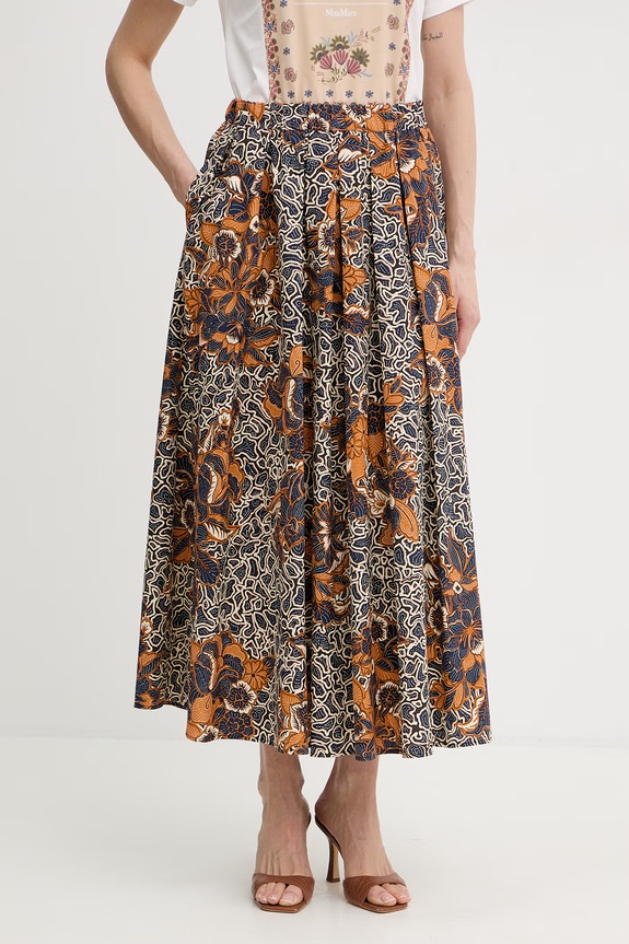 Weekend Max Mara spódnica bawełniana UOMO wzorzyste granatowy 2615101022600