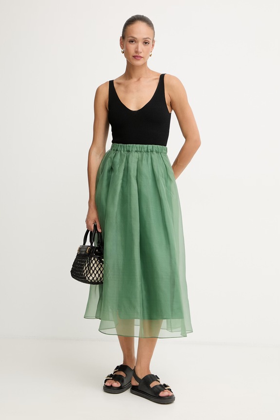 Weekend Max Mara sukňa hodvábna VISINO 2615101032600 zelená SS26