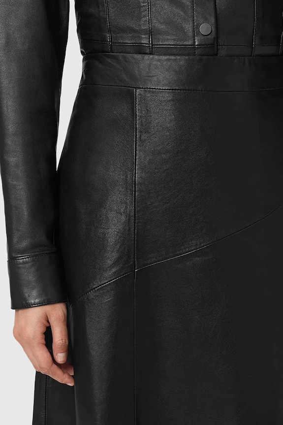 AllSaints fustă de piele W073RD negru