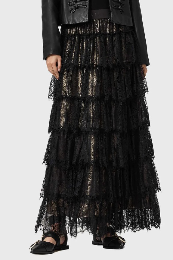 Φούστα AllSaints casual μαύρο W069RD