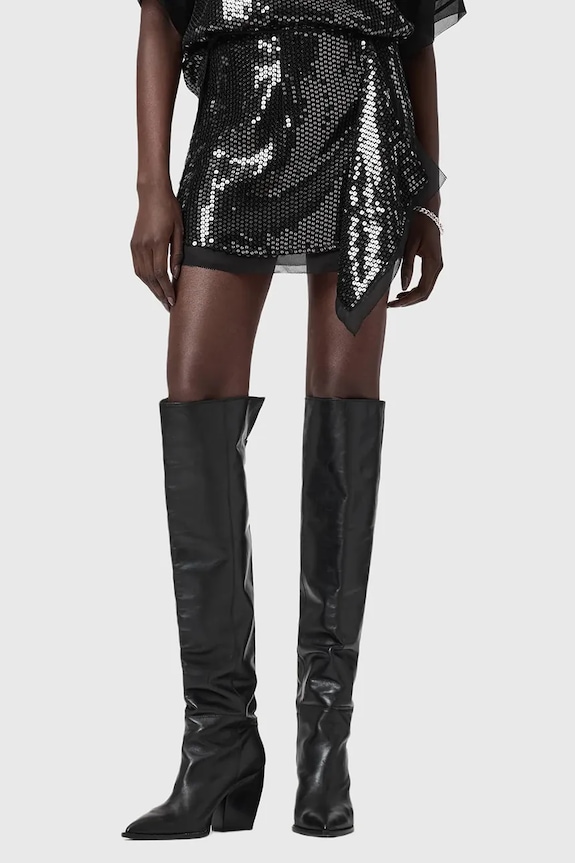 Suknja AllSaints bez uzorka crna W035RD