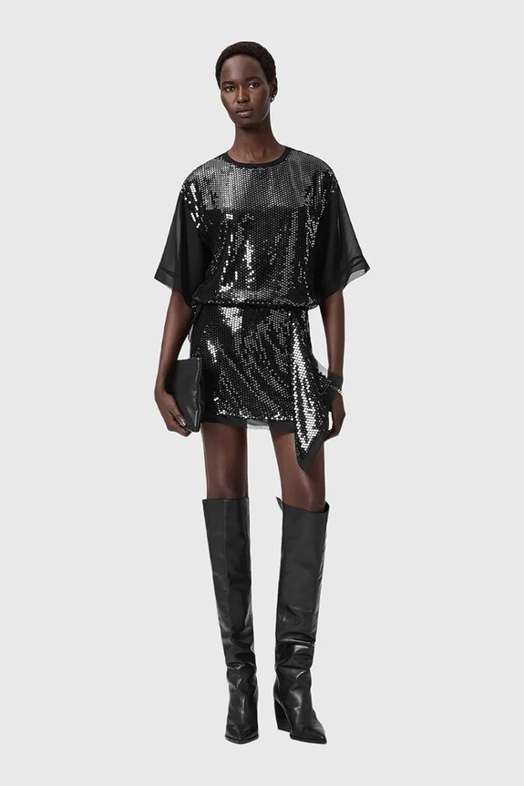Suknja AllSaints crna W035RD
