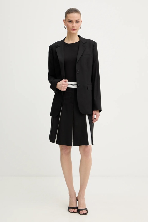 Karl Lagerfeld szoknya gyapjúkeverékből B1W12005 fekete SS26