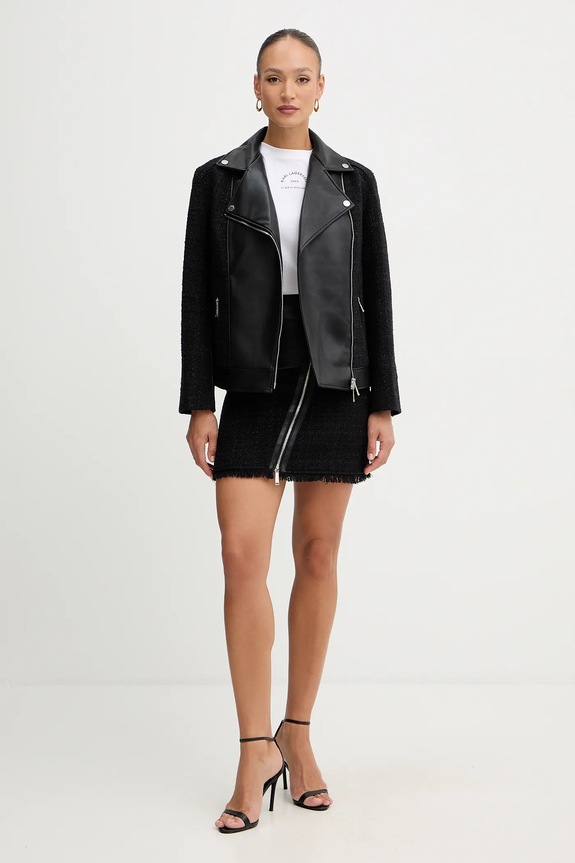 Φούστα από μείγμα μαλλιού Karl Lagerfeld B1W12001 μαύρο SS26