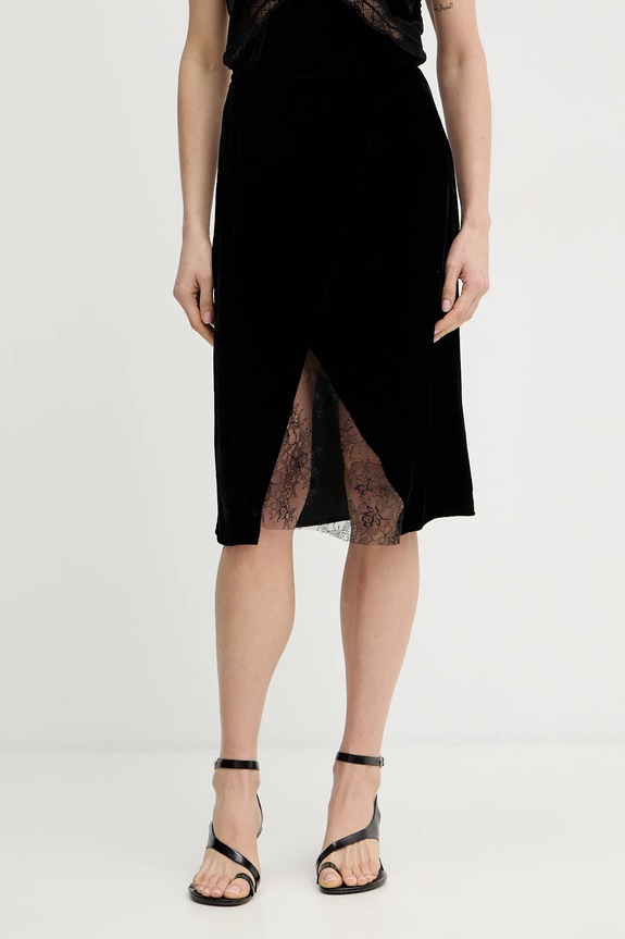 ZADIG&VOLTAIRE fustă din matase imprimeu negru WWSK01610