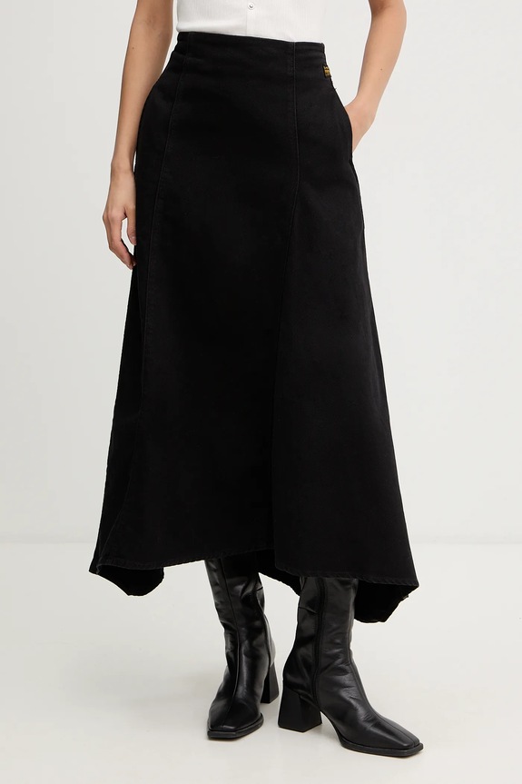G-Star fustă din denim Flare Skirt uni negru D27941.E078