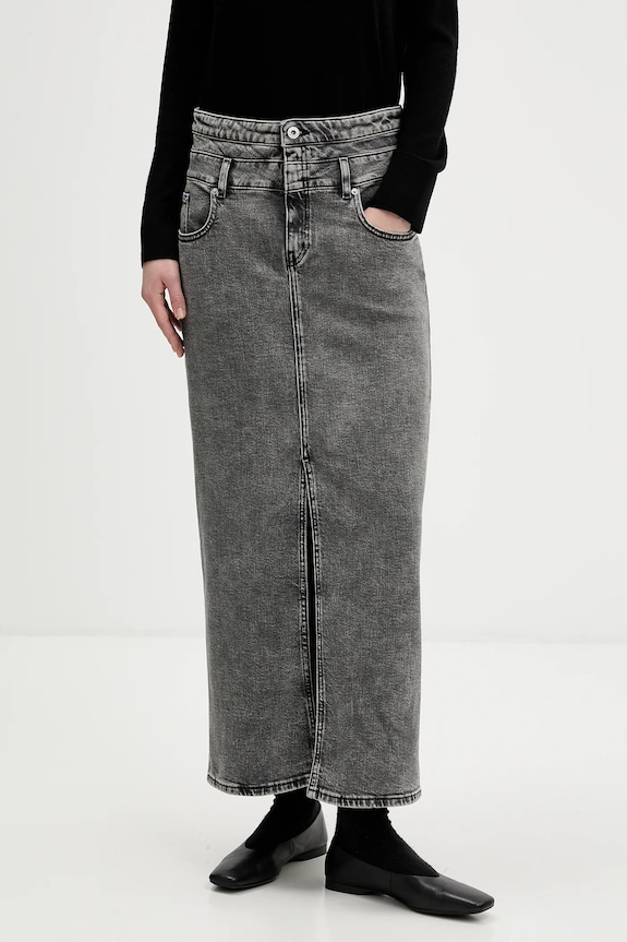 Traper suknja Karl Lagerfeld Jeans bez uzorka siva B1W12016