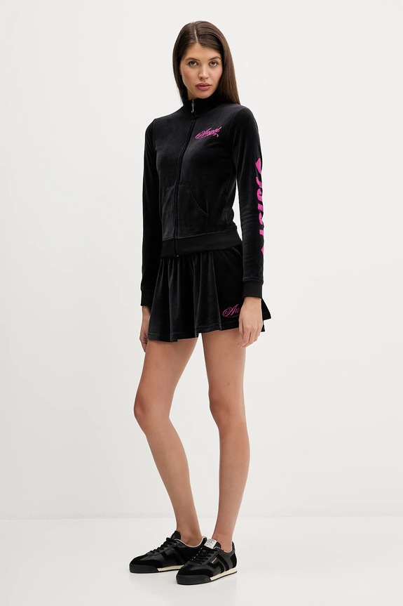 Zamatová sukňa Juicy Couture Angel JCNGS126457 čierna SS26