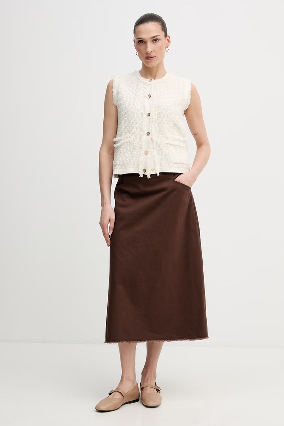 Pedro del Hierro fustă jeans 7593168 maro SS26
