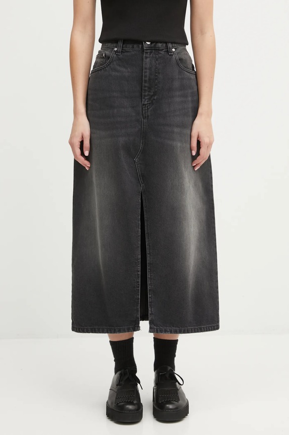 Džínová sukně Carhartt WIP W Brandon Skirt bavlna černá I036330.89B7