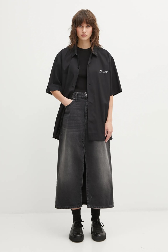 Džínová sukně Carhartt WIP W Brandon Skirt I036330.89B7 černá