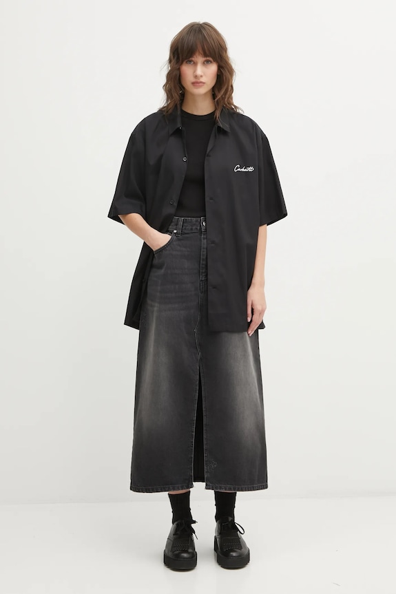 Džínová sukně Carhartt WIP W Brandon Skirt I036330.89B7 černá