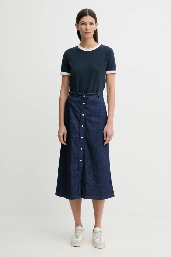 A.P.C. fustă jeans JUPE LONGUE COHMJ.F06506 bleumarin SS26
