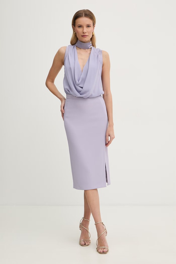 Elisabetta Franchi spódnica z rozcięciem GO16861E2 fioletowy SS26