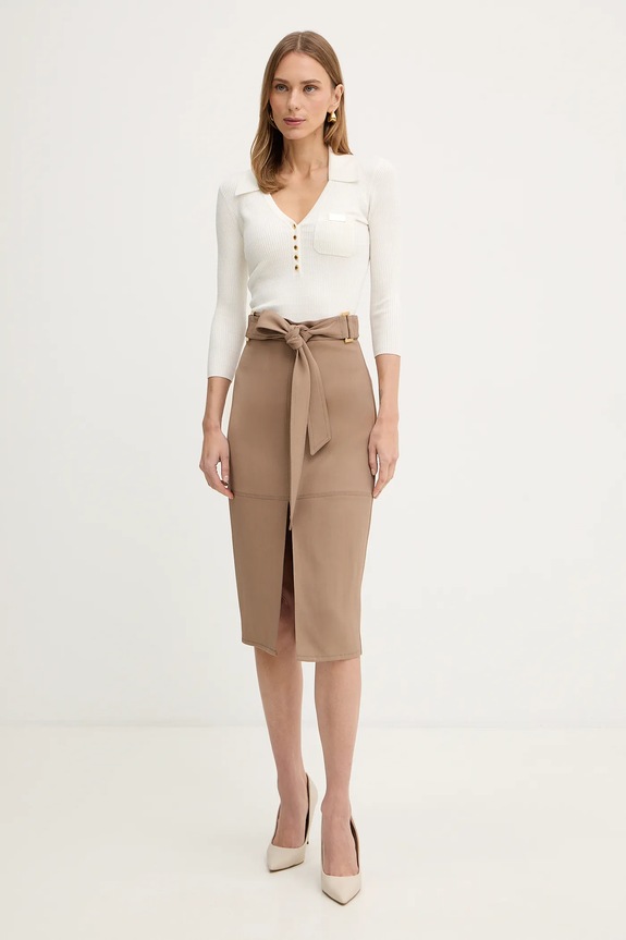 Sukně Elisabetta Franchi GO17361E2 hnědá SS26
