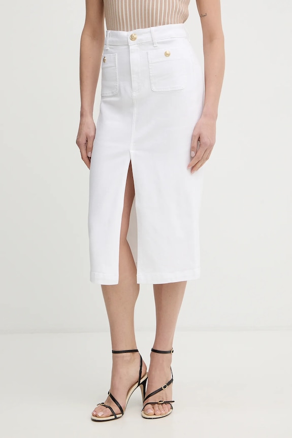 Liu Jo fustă jeans uni alb UA6259.D0275