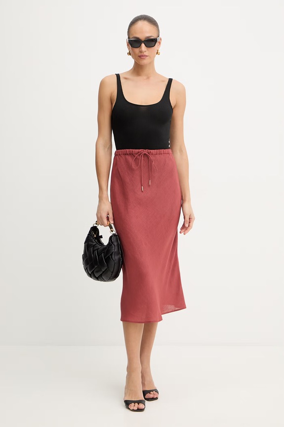 Λινή φούστα Marella GAMBA 2613101094200 κόκκινο SS26