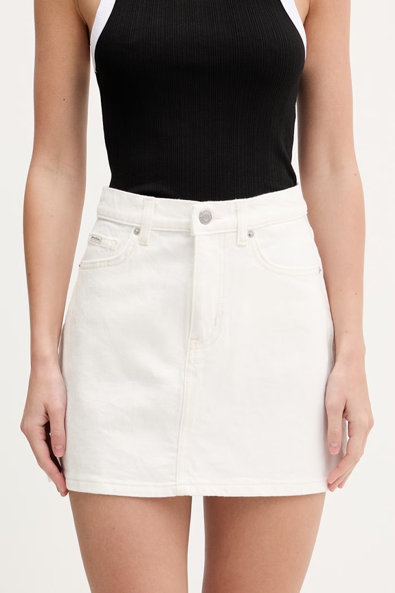 Guess Jeans sukňa rifľová biela W6RD0Q.D6521