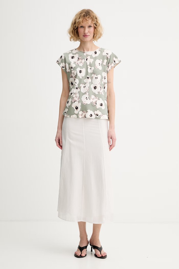 Calvin Klein sukňa s lyocellom LV044F607G béžová SS26