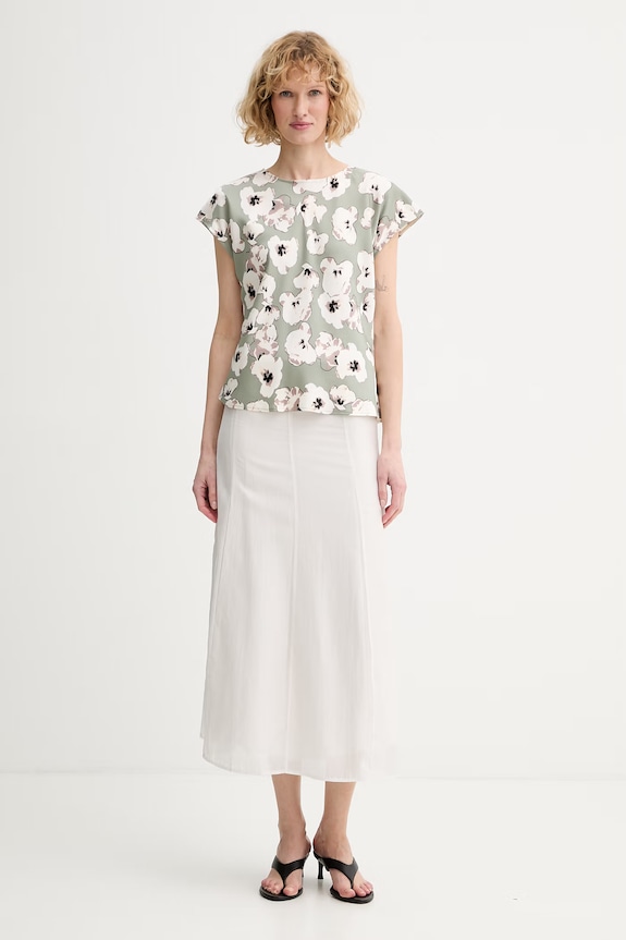 Calvin Klein sukňa s lyocellom LV044F607G béžová SS26
