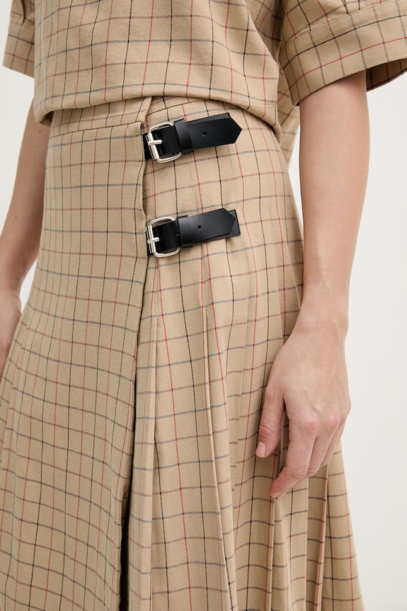Barbour spódnica bawełniana Hollington beżowy LSK0146