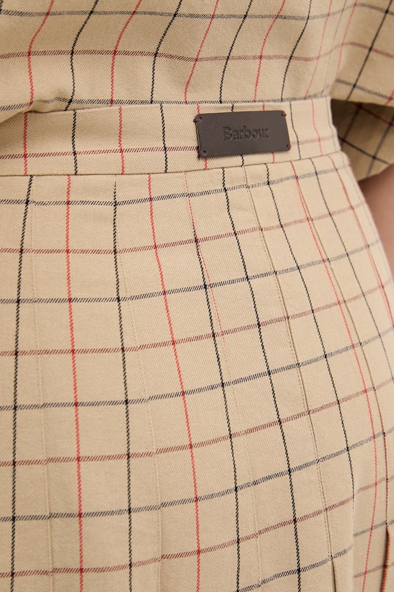 Barbour spódnica bawełniana Hollington LSK0146 beżowy