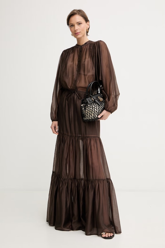 Twinset sukňa s lyocellom 261TF2043 hnedá SS26