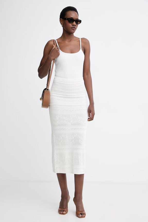 Twinset sukňa s viskózou 261TT3293 béžová SS26