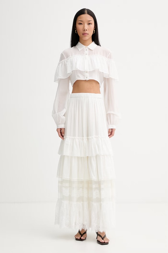 Aniye By sukňa s prímesou hodvábu 185158 béžová SS26