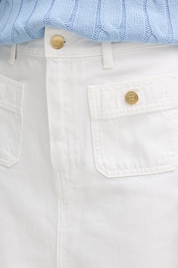 Tommy Hilfiger Φούστα με σκίσιμο ντένιμ λευκό WW0WW48607