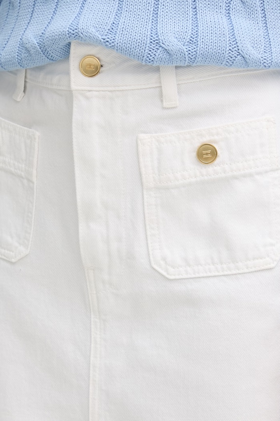 Tommy Hilfiger Φούστα με σκίσιμο ντένιμ λευκό WW0WW48607