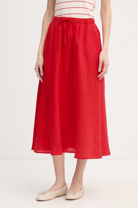 Tommy Hilfiger spódnica lniana czerwony WW0WW50753