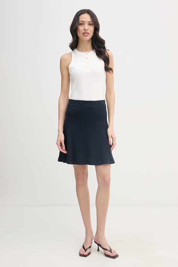 Tommy Hilfiger spódnica z bawełną WW0WW50725 granatowy SS26