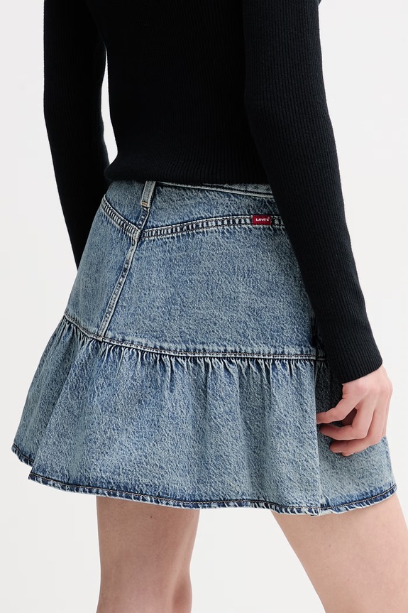 Odzież Levi's spódnica jeansowa bawełniana FLOUNCE MINI 005DY.0002 niebieski