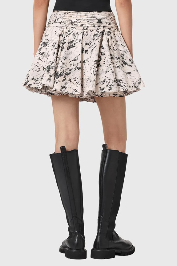 AllSaints φούστα βαμβακερή TULIP W003RE μπεζ SS26
