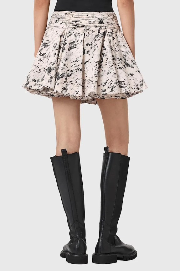 AllSaints φούστα βαμβακερή TULIP W003RE μπεζ SS26