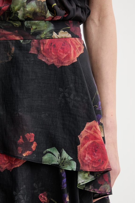 Φούστα με λινό AllSaints CAYA μαύρο W006RE