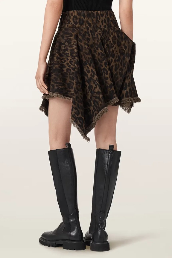 AllSaints fustă asimetrică CRISSY W048RE maro SS26