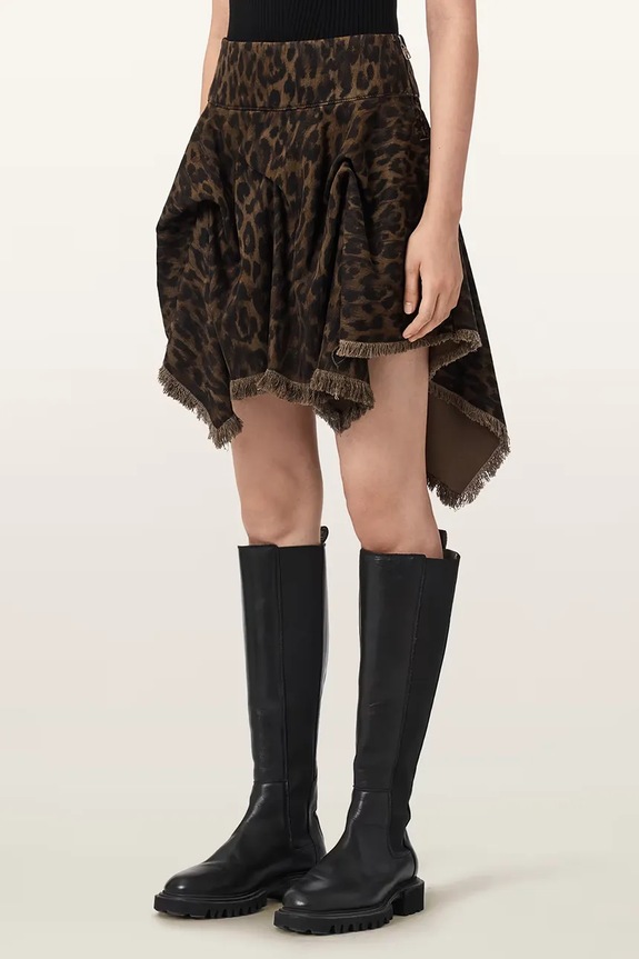 AllSaints fustă asimetrică CRISSY maro W048RE
