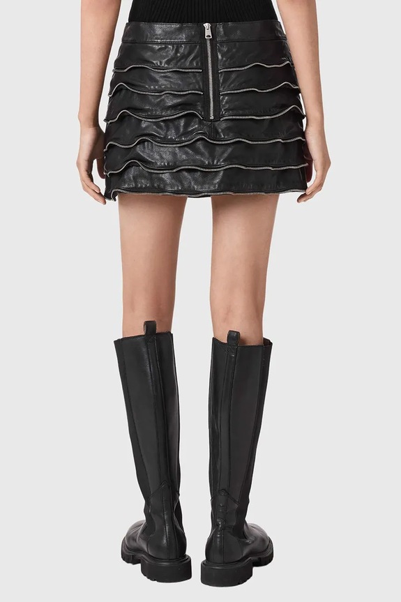 Δερμάτινη φούστα AllSaints EMARA W096RE μαύρο SS26