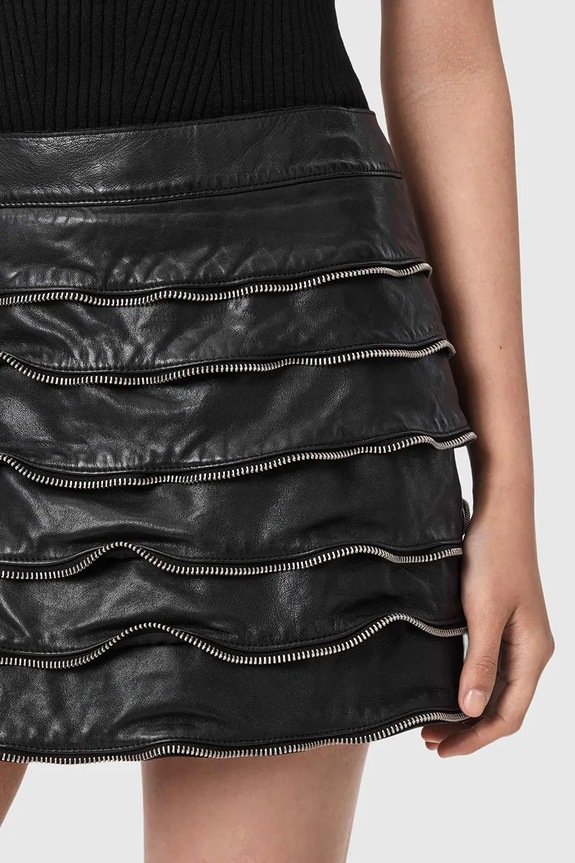 Δερμάτινη φούστα AllSaints EMARA μαύρο W096RE