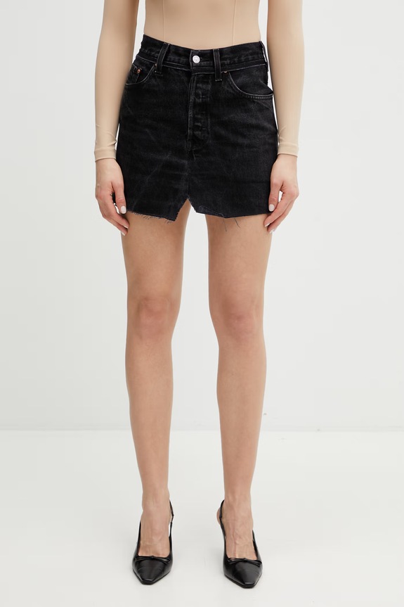 VETEMENTS gonna di jeans cotone nero WE76DK349B5