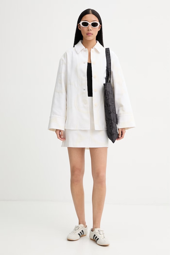 Marimekko sukňa s bavlnou 095400 béžová SS26