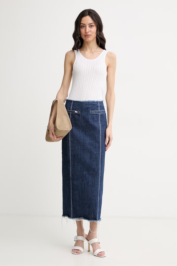Max&Co. fustă cu crăpătură din denim MCLLUGLIO 2618101022200 bleumarin SS26