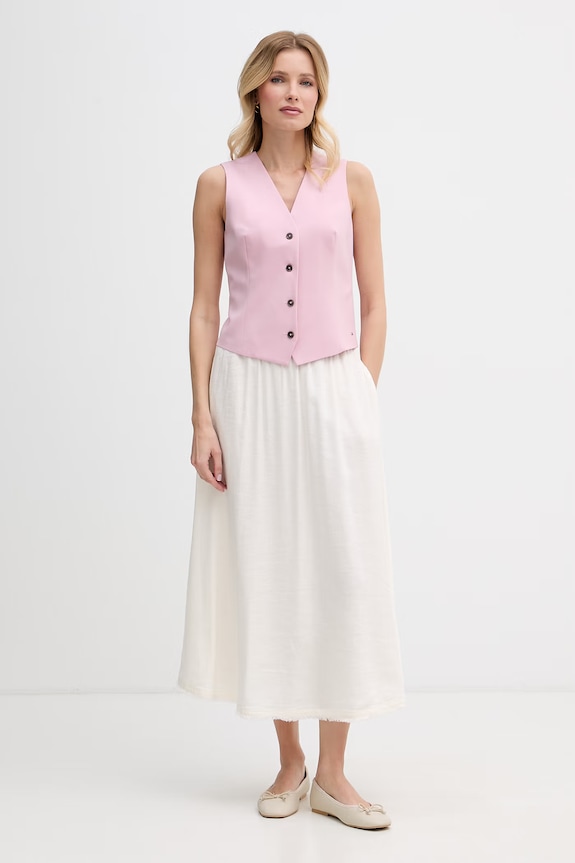 Tommy Hilfiger φούστα με λινό WW0WW48966 μπεζ SS26