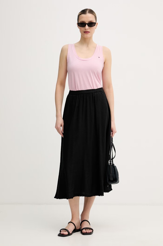 Tommy Hilfiger φούστα με λινό WW0WW48966 μαύρο SS26