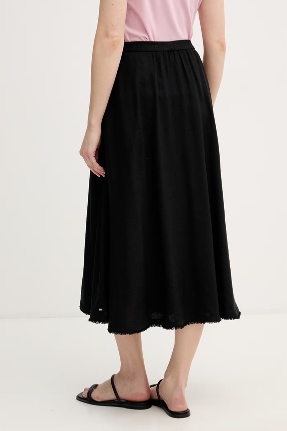 Ρούχα Tommy Hilfiger φούστα με λινό WW0WW48966 μαύρο