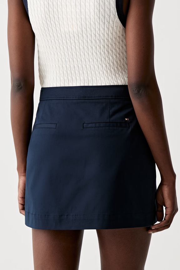 Oblečenie Tommy Hilfiger sukňa s bavlnou WW0WW49649 tmavomodrá